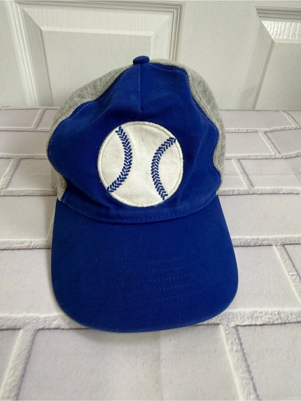 Gymboree Boys Baseball Cap Hat Blue Gray Size 10–12 Adjustable Stretch Fit